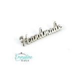 Metal Bag Label "handmade" Script Style